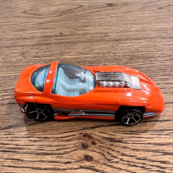 Vintage Hot Wheels Mega Graphics Orange Die-Cast Car Chrome Engine Clear Windows - Picture 2 of 4